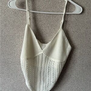 Elegant White Knit Crop Top